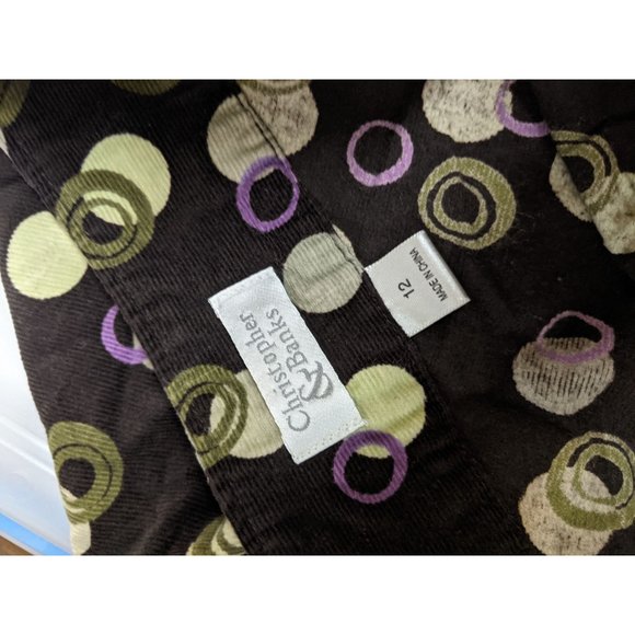 CJ Banks Christopher Brown Skirt Polka Dot Size 12 Green Modest Womens Corduroy - Picture 4 of 6